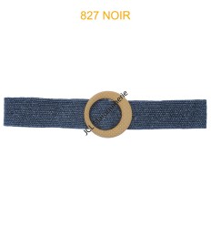 Ceinture raphia en paille élastiqué noir