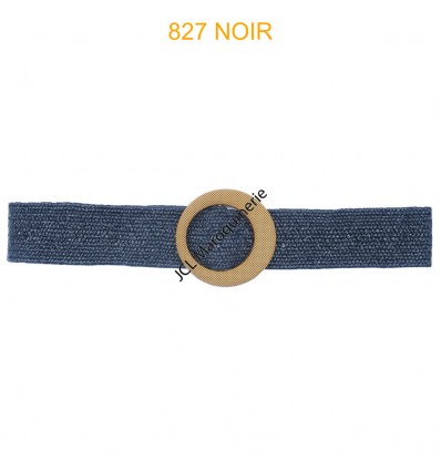 Ceinture raphia en paille élastiqué noir