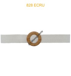 Ceinture raphia en paille élastiqué ecru