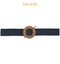 Ceinture raphia en paille élastiqué noir