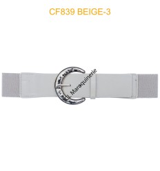 Ceinture large élastique boucle dorée ecru