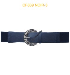Ceinture large élastique boucle dorée noir