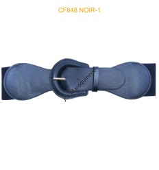 Ceinture large élastique boucle dorée noir