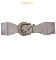 Ceinture large élastique boucle épaisse beige
