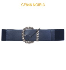 Ceinture large élastique boucle dorée noir