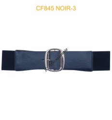 Ceinture large élastique boucle dorée noir