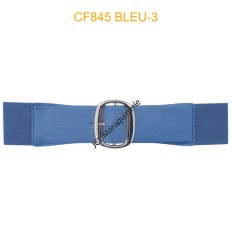 Ceinture large élastique boucle dorée bleu