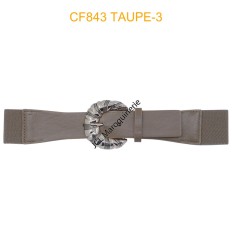 Ceinture large élastique boucle dorée beige