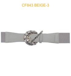 Ceinture large élastique boucle dorée ecru