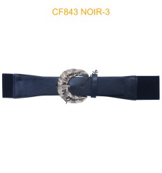 Ceinture large élastique boucle dorée noir