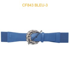 Ceinture large élastique boucle dorée bleu