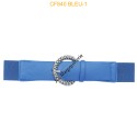 Ceinture large élastique boucle dorée bleu