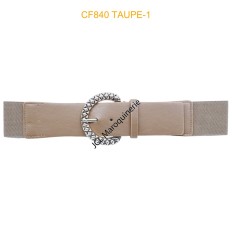 Ceinture large élastique boucle dorée beige