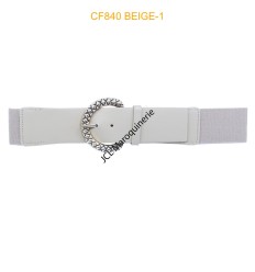 Ceinture large élastique boucle dorée ecru