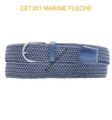 Ceinture élastique tressée large marine fleche