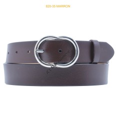 Ceinture femme en croute de cuir de vachette 35mm marron