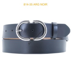 Ceinture femme en croute de cuir de vachette 35mm noir