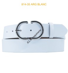 Ceinture femme en croute de cuir de vachette 35mm blanc