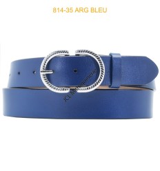 Ceinture femme en croute de cuir de vachette 35mm marine