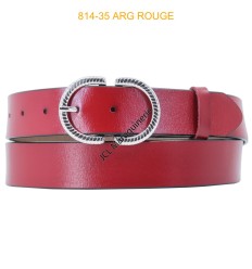 Ceinture femme en croute de cuir de vachette 35mm rouge
