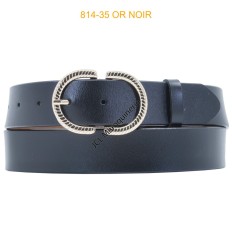 Ceinture femme en croute de cuir de vachette 35mm noir