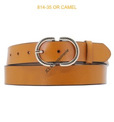 Ceinture femme en croute de cuir de vachette 35mm camel