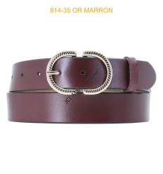 Ceinture femme en croute de cuir de vachette 35mm marron