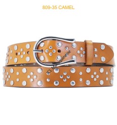 Ceinture femme à rivet camel
