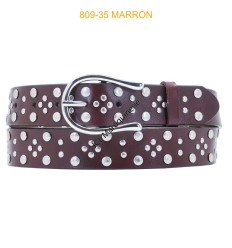 Ceinture femme à rivet marron
