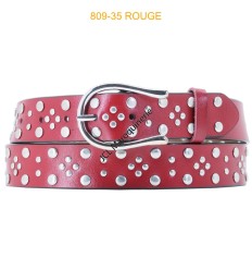 Ceinture femme à rivet rouge