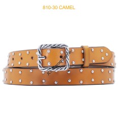 Ceinture femme à rivet camel