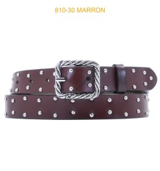 Ceinture femme à rivet marron