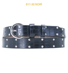 Ceinture femme crocodile à rivet noir