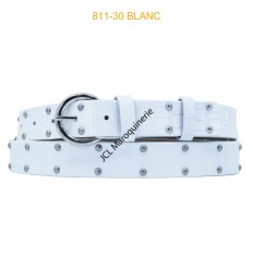 Ceinture femme crocodile à rivet blanc