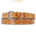 Ceinture femme crocodile à rivet camel