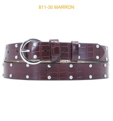Ceinture femme crocodile à rivet marron