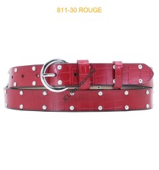 Ceinture femme crocodile à rivet rouge