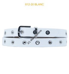 Ceinture femme crocodile à œillets blanc