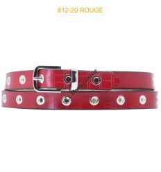Ceinture femme crocodile à œillets rouge
