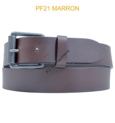 Ceinturon large en cuir de buffle "veau gras" PF21 MARRON FONCE