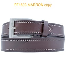 Ceinturon large en cuir de buffle "veau gras" PF1503 MARRON FONCE