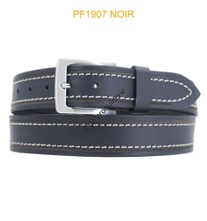 Ceinturon large en cuir de buffle "veau gras" PF1907 NOIR