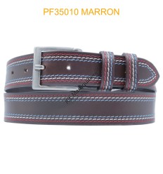 Ceinturon large en cuir de buffle "veau gras" PF35010 MARRON FONCE