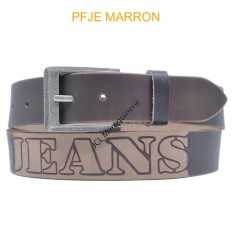 Ceinturon large en cuir de buffle "veau gras" PFJE MARRON FONCE