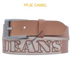 Ceinturon large en cuir de buffle "veau gras" PFJE CAMEL