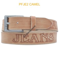 Ceinturon large en cuir de buffle "veau gras" PFJE2 CAMEL