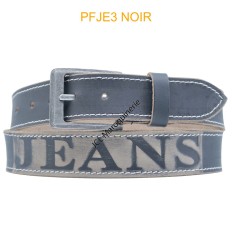 Ceinturon large en cuir de buffle "veau gras" PFJE3 NOIR