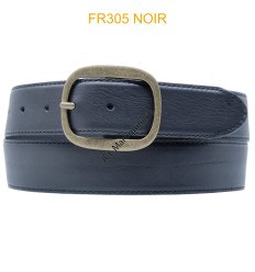CEINTURE EN CUIR DE VACHETTE FR305 NOIR