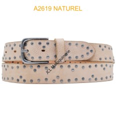 Ceinture en cuir de vachette A2619 NATUREL