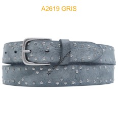 Ceinture en cuir de vachette A2619 GRIS